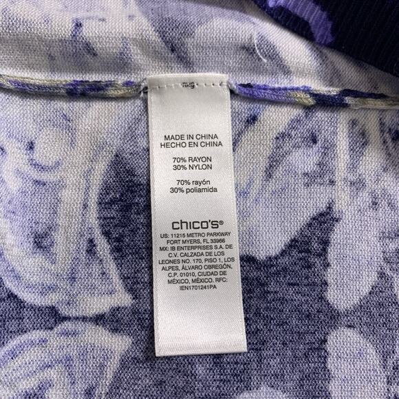 Chico's Sweater NWT Size 4 (2X) Scroll Reach Pullover Turtleneck Mountain Iris - Picture 5 of 7